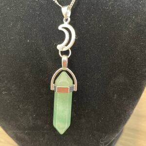 Pretty Green Aventurine Double Point Necklace - 20”